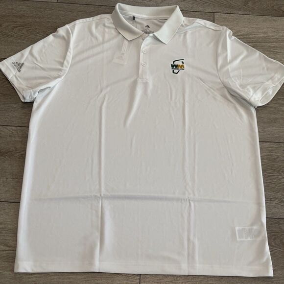 Adidas Golf Polo Waste Management Logo White Mens 2XL TPC Scottsdale Athletic - Picture 2 of 8